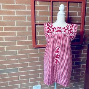 J. Marie red gingham and embroidered dress